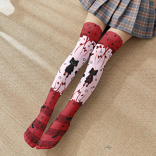   20D  cartoon funny socks Cute lolita printing designer Women's  Hosiery thigh high stockings