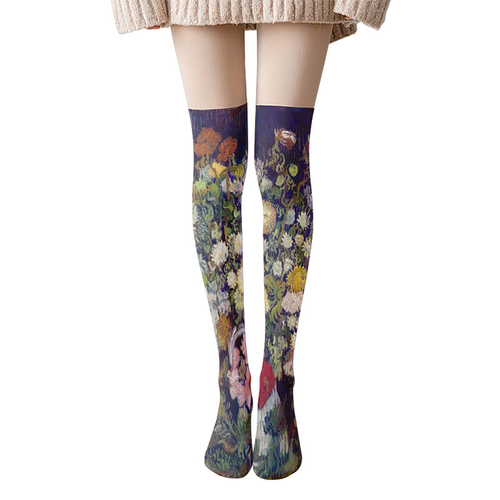   20D  cartoon funny socks Cute lolita printing designer Women's  Hosiery thigh high stockings