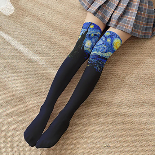   20D  cartoon funny socks Cute lolita printing designer Women's  Hosiery thigh high stockings