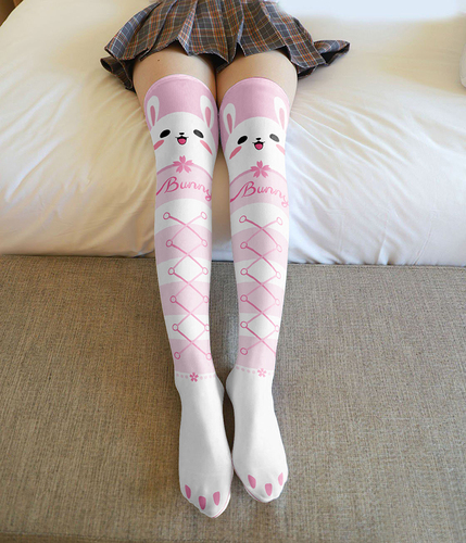   20D  cartoon funny socks Cute lolita printing designer Women's  Hosiery thigh high stockings