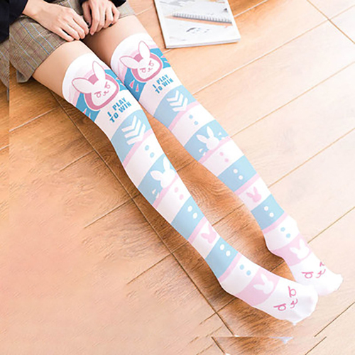   20D  cartoon funny socks Cute lolita printing designer Women's  Hosiery thigh high stockings
