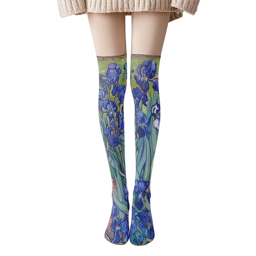   20D  cartoon funny socks Cute lolita printing designer Women's  Hosiery thigh high stockings