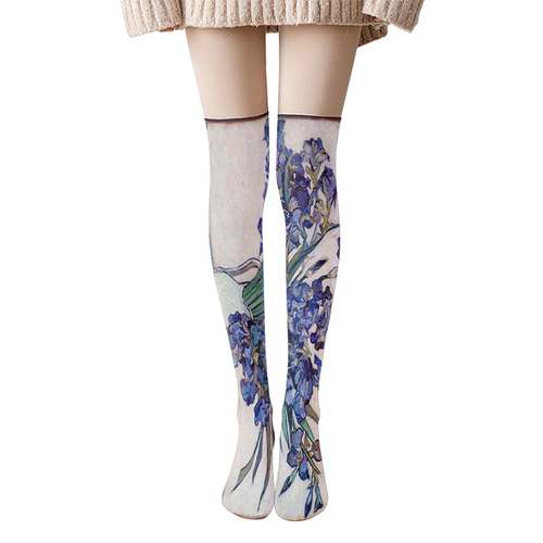   20D  cartoon funny socks Cute lolita printing designer Women's  Hosiery thigh high stockings