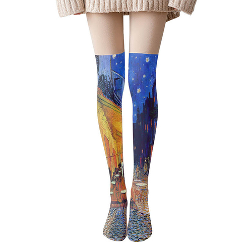   20D  cartoon funny socks Cute lolita printing designer Women's  Hosiery thigh high stockings