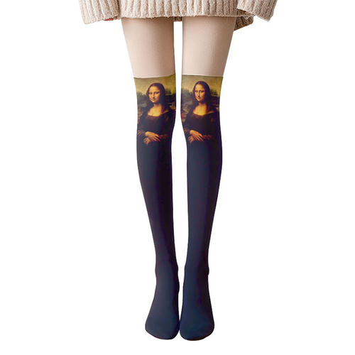   20D  cartoon funny socks Cute lolita printing designer Women's  Hosiery thigh high stockings