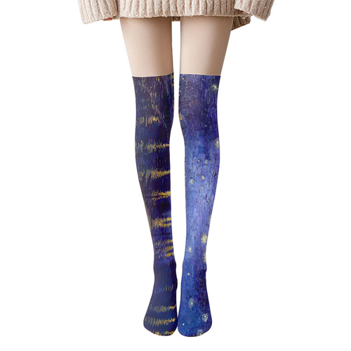   20D  cartoon funny socks Cute lolita printing designer Women's  Hosiery thigh high stockings