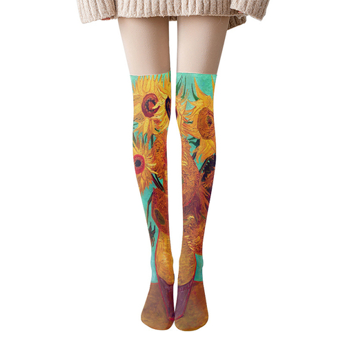   20D  cartoon funny socks Cute lolita printing designer Women's  Hosiery thigh high stockings