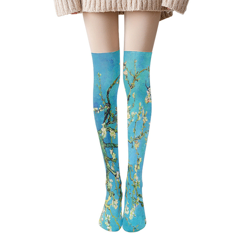   20D  cartoon funny socks Cute lolita printing designer Women's  Hosiery thigh high stockings