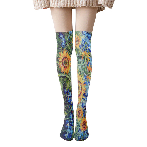   20D  cartoon funny socks Cute lolita printing designer Women's  Hosiery thigh high stockings