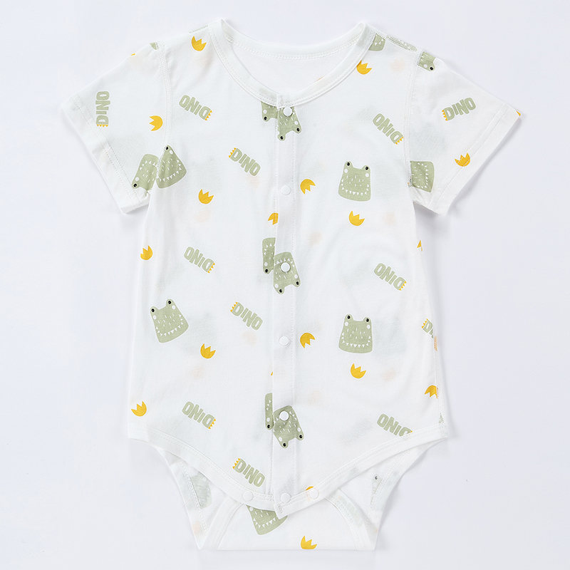 New Arrival Infant Summer Bodysuit Cartoon Bamboo Fiber Short Sleeve Baby Rompers with Buttons ( 2 Pieces )