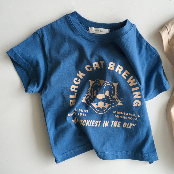 baby t-shirts Baby's short sleeve top boy organic bamboo cotton casual cartoon printed T-shirt toddler t shirt plain