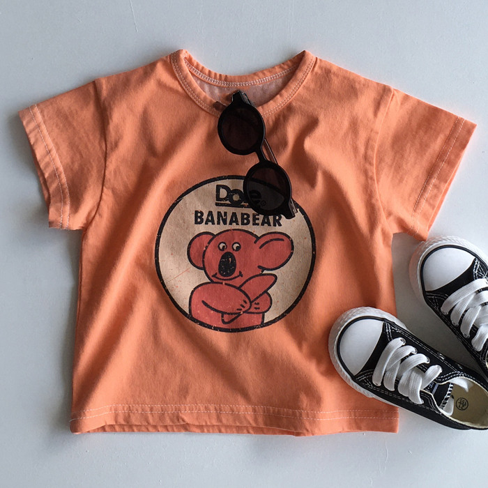 baby t-shirts Baby's short sleeve top boy organic bamboo cotton casual cartoon printed T-shirt toddler t shirt plain