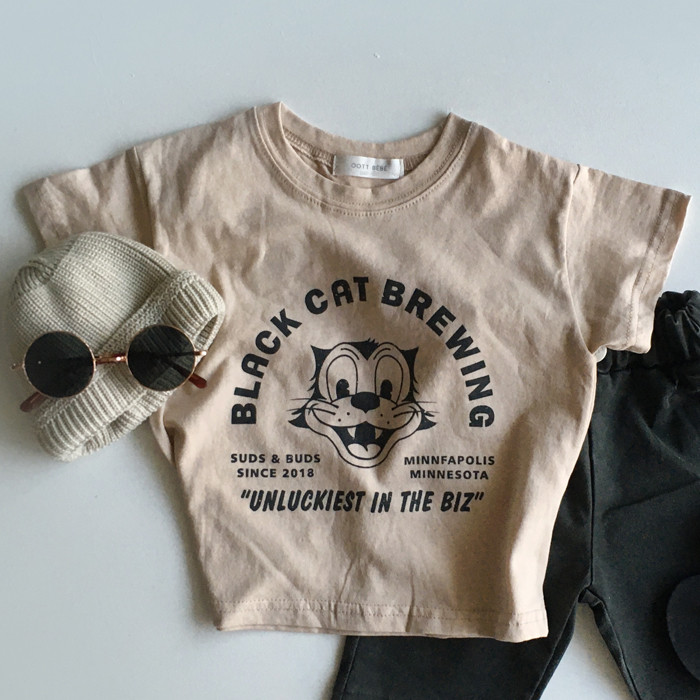 baby t-shirts Baby's short sleeve top boy organic bamboo cotton casual cartoon printed T-shirt toddler t shirt plain