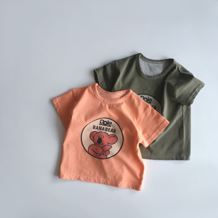 baby t-shirts Baby's short sleeve top boy organic bamboo cotton casual cartoon printed T-shirt toddler t shirt plain