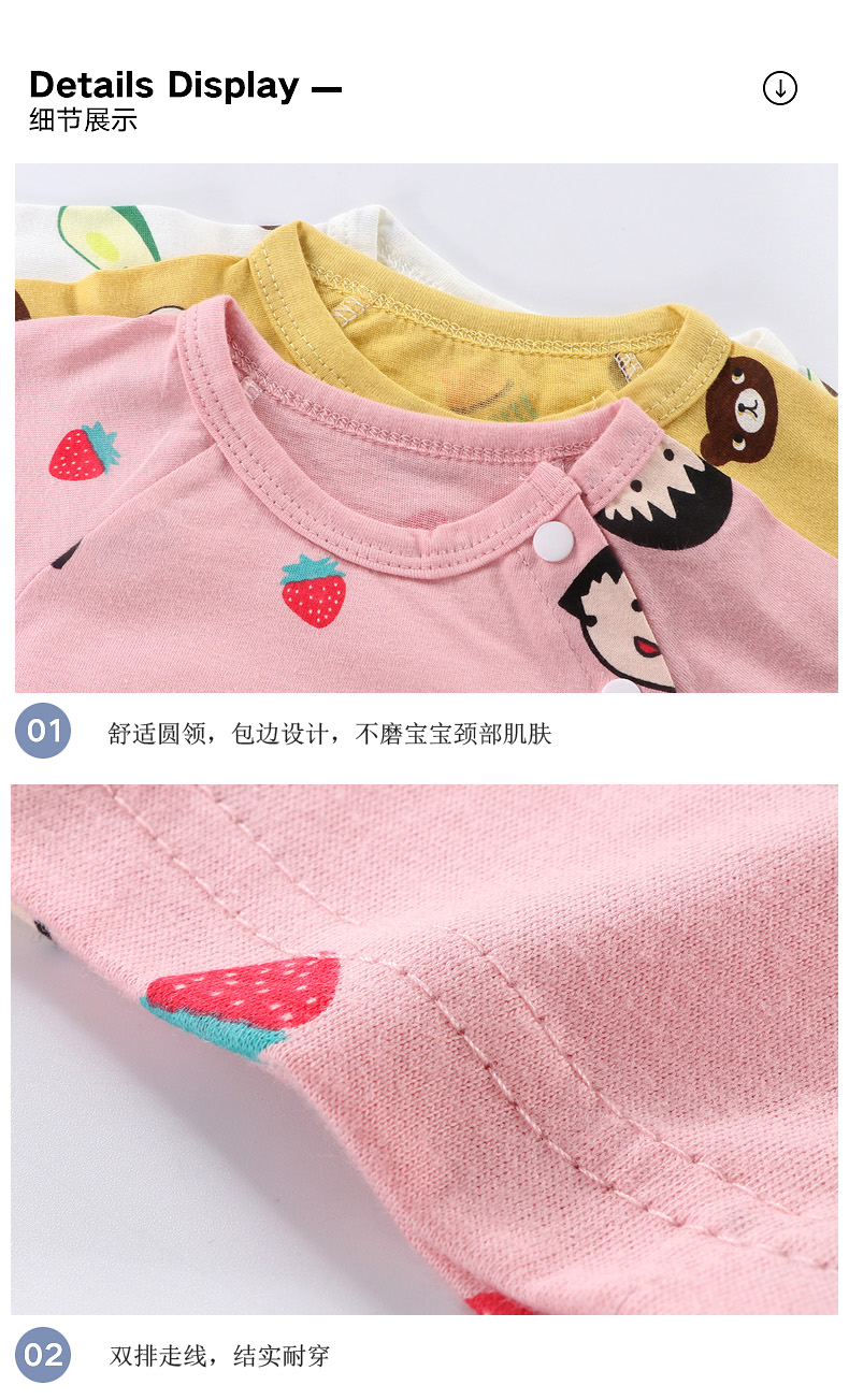 Organic Cotton Baby Boy Rompers Short Sleeve Summer Wear, 100% Natural Fabric