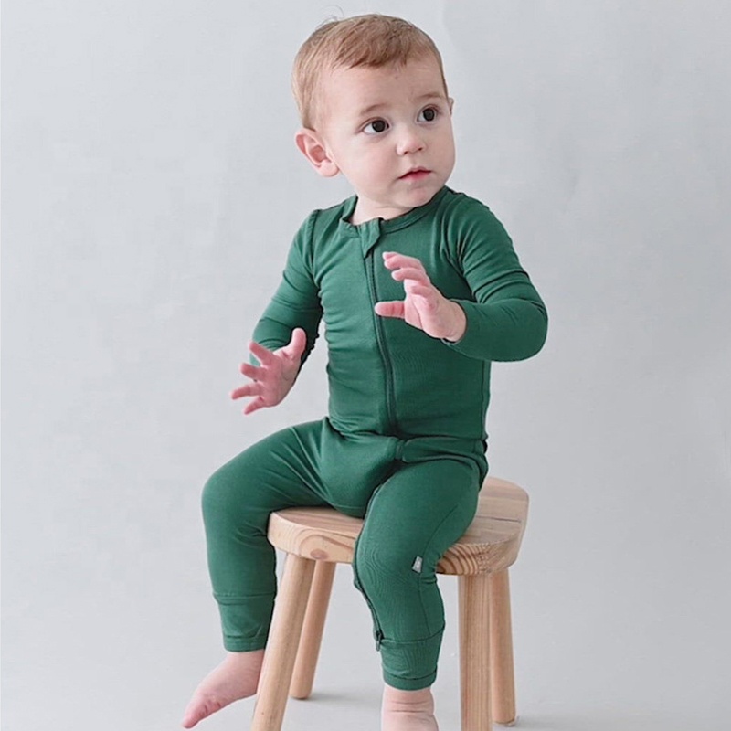 2023 Baby Romper Bamboo Fiber Baby Boy Girl Clothes Newborn Zipper Jumpsuit Solid Long-Sleeve Baby Clothing 0-24M