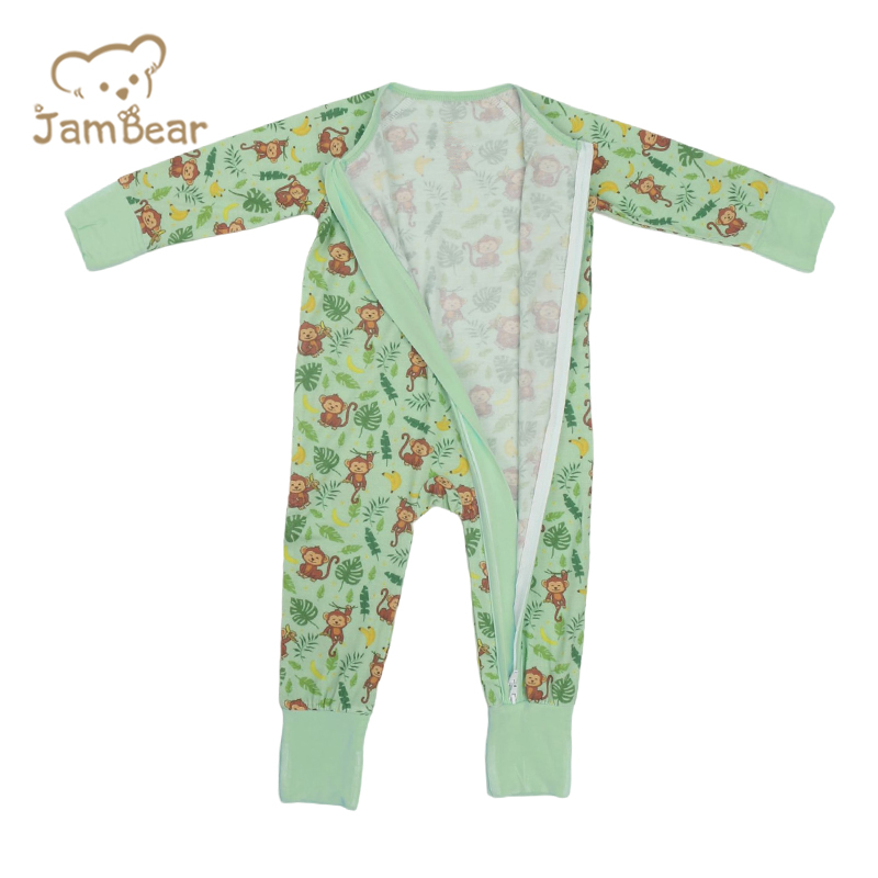 baby rompers two way zipper Eco-friendly infant sleepsuit long sleeve baby jumpsuit organic bamboo toddler romper