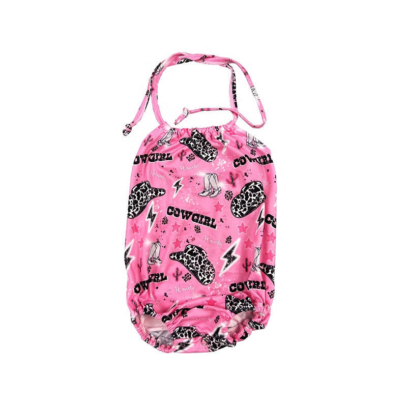 Sasa  mameluco del bebe summer sleeveless  print western baby kids halter bubble romper