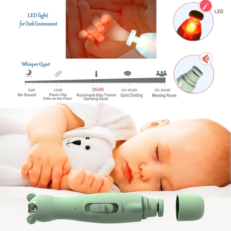 new arrival  baby nail care grooming kit 2 in 1  electric baby kids trimmer nail care  with LED lights
