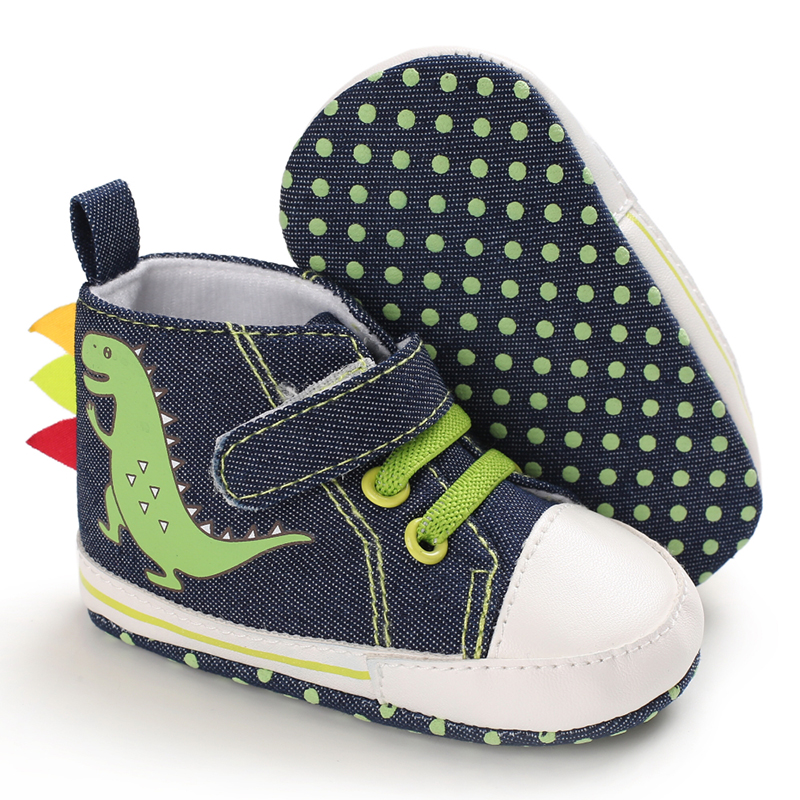 Toddler Sneakers Cute Cartoon Dinosaur Boy's Casual Shoes, First Walker Infant Footwear ( 2 Pairs )
