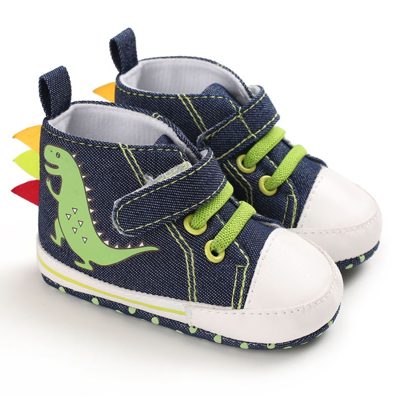 Toddler Sneakers Cute Cartoon Dinosaur Boy's Casual Shoes, First Walker Infant Footwear ( 2 Pairs )