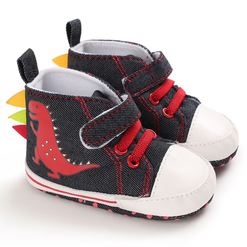 Toddler Sneakers Cute Cartoon Dinosaur Boy's Casual Shoes, First Walker Infant Footwear ( 2 Pairs )