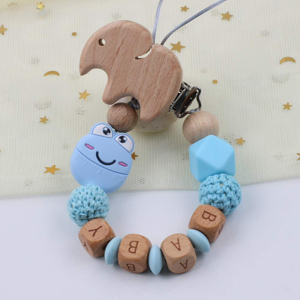 5 Color Pacifier Chain for Baby Teething Holder NEW Wooden Baby Pacifier Clip Personalised Name Soother Chew Toy Dummy 