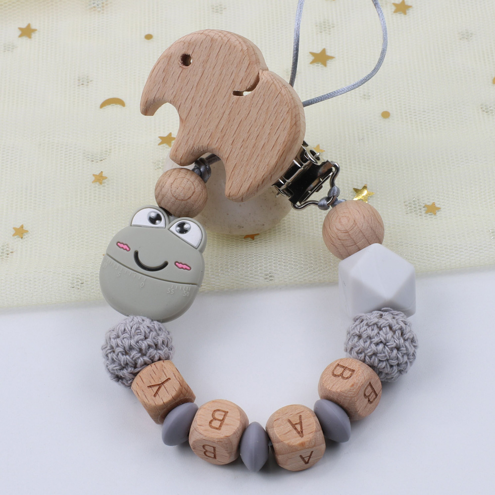 5 Color Pacifier Chain for Baby Teething Holder NEW Wooden Baby Pacifier Clip Personalised Name Soother Chew Toy Dummy 