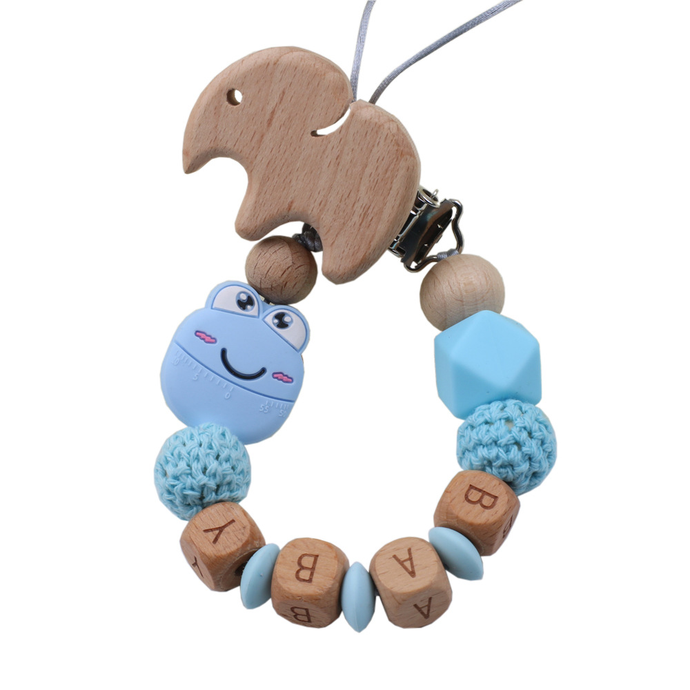 5 Color Pacifier Chain for Baby Teething Holder NEW Wooden Baby Pacifier Clip Personalised Name Soother Chew Toy Dummy 