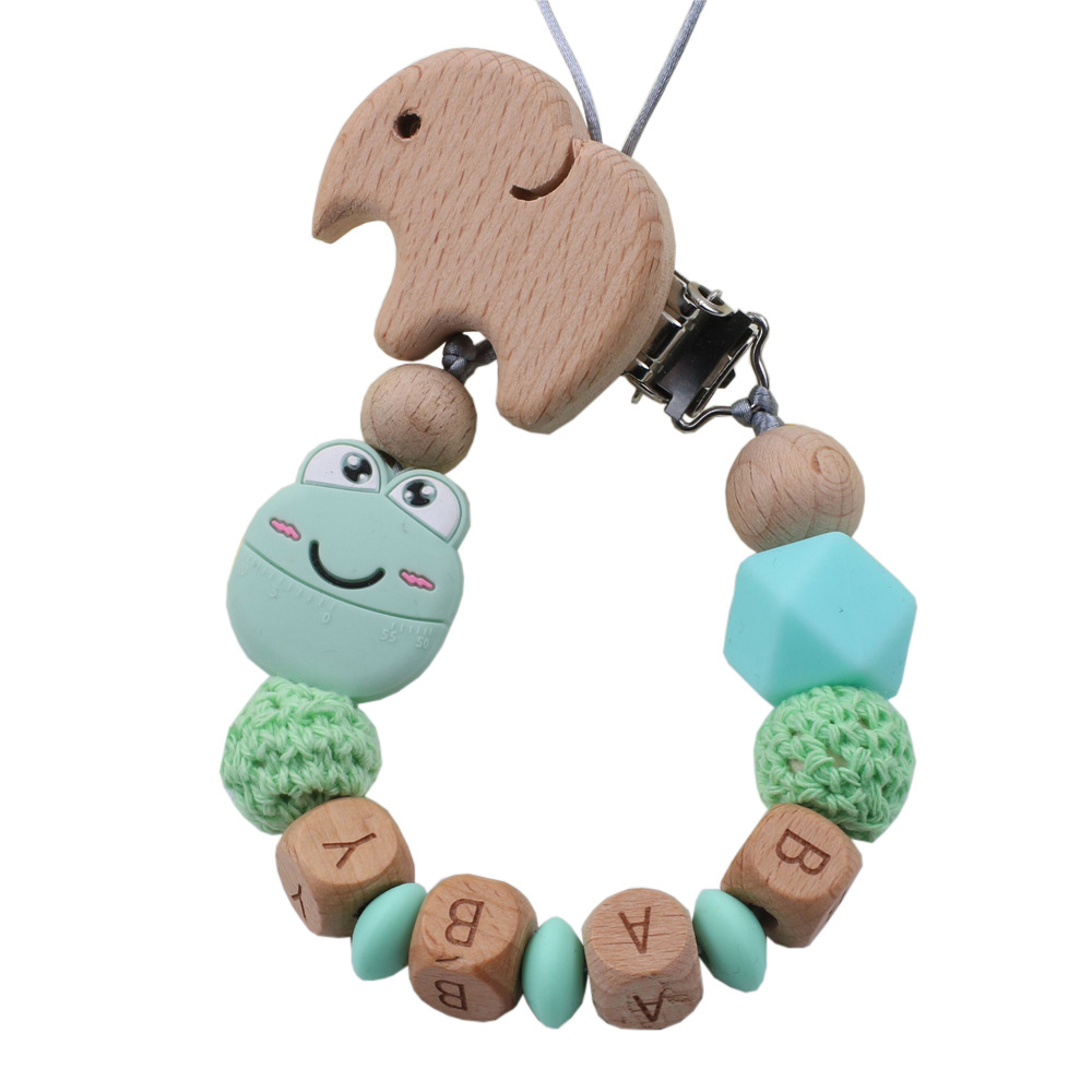5 Color Pacifier Chain for Baby Teething Holder NEW Wooden Baby Pacifier Clip Personalised Name Soother Chew Toy Dummy 