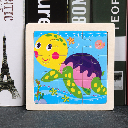 Children's wooden puzzle animal puzzle game for early childhood children learning toys 6 sets random