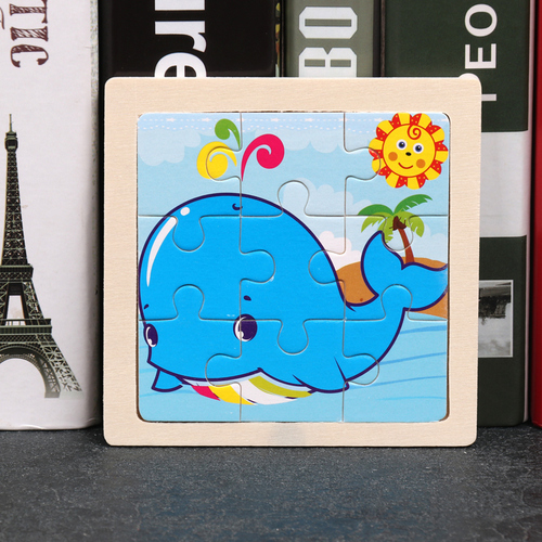 Children's wooden puzzle animal puzzle game for early childhood children learning toys 6 sets random