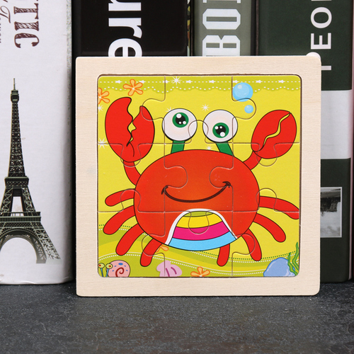 Children's wooden puzzle animal puzzle game for early childhood children learning toys 6 sets random