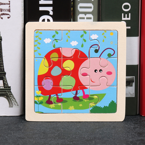 Children's wooden puzzle animal puzzle game for early childhood children learning toys 6 sets random