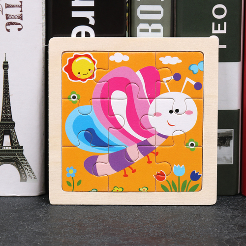 Children's wooden puzzle animal puzzle game for early childhood children learning toys 6 sets random