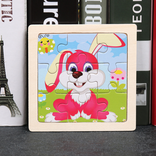 Children's wooden puzzle animal puzzle game for early childhood children learning toys 6 sets random