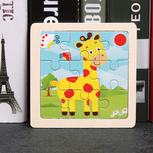 Children's wooden puzzle animal puzzle game for early childhood children learning toys 6 sets random