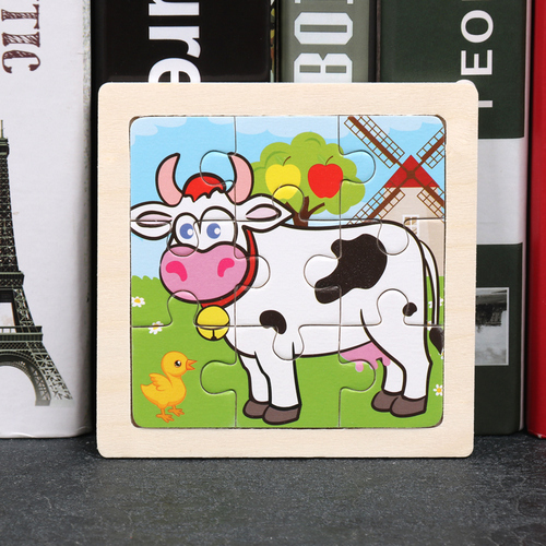 Children's wooden puzzle animal puzzle game for early childhood children learning toys 6 sets random