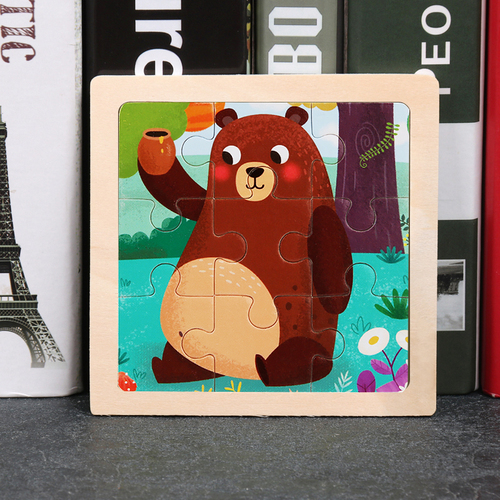 Children's wooden puzzle animal puzzle game for early childhood children learning toys 6 sets random