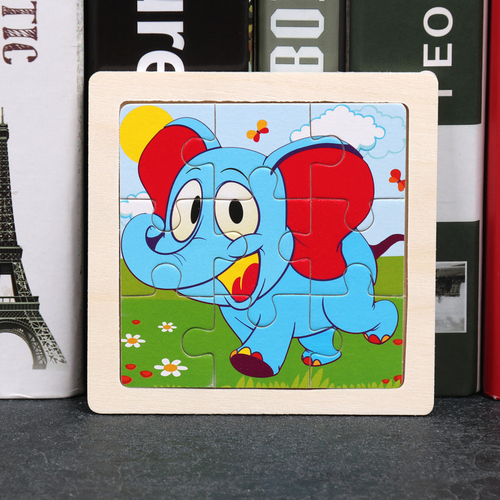 Children's wooden puzzle animal puzzle game for early childhood children learning toys 6 sets random