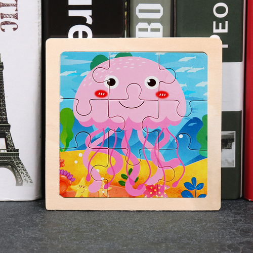 Children's wooden puzzle animal puzzle game for early childhood children learning toys 6 sets random