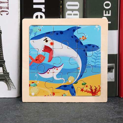 Children's wooden puzzle animal puzzle game for early childhood children learning toys 6 sets random