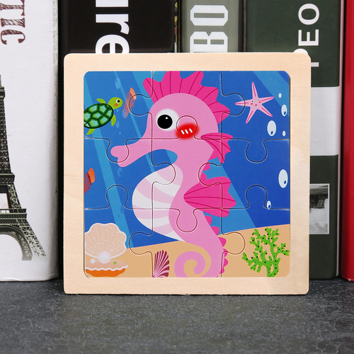 Children's wooden puzzle animal puzzle game for early childhood children learning toys 6 sets random