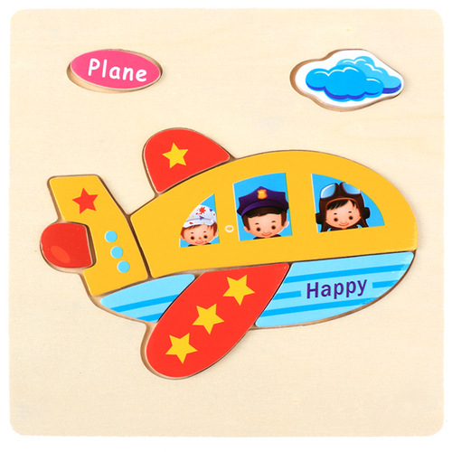 Baby toy wooden 3d jigsaw cartoon animal Puzzle Brain Teaser children's tangram shape 3 random