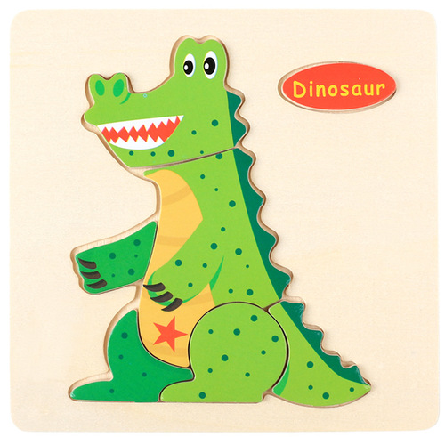 Baby toy wooden 3d jigsaw cartoon animal Puzzle Brain Teaser children's tangram shape 3 random