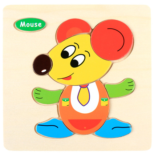 Baby toy wooden 3d jigsaw cartoon animal Puzzle Brain Teaser children's tangram shape 3 random