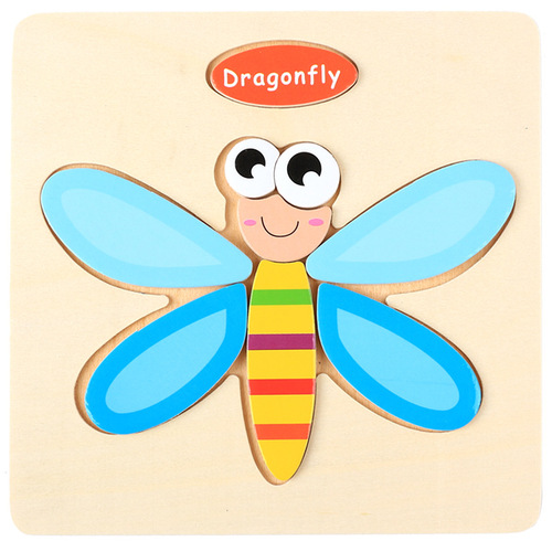 Baby toy wooden 3d jigsaw cartoon animal Puzzle Brain Teaser children's tangram shape 3 random
