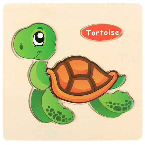 Baby toy wooden 3d jigsaw cartoon animal Puzzle Brain Teaser children's tangram shape 3 random
