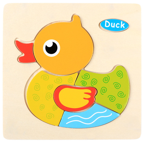 Baby toy wooden 3d jigsaw cartoon animal Puzzle Brain Teaser children's tangram shape 3 random