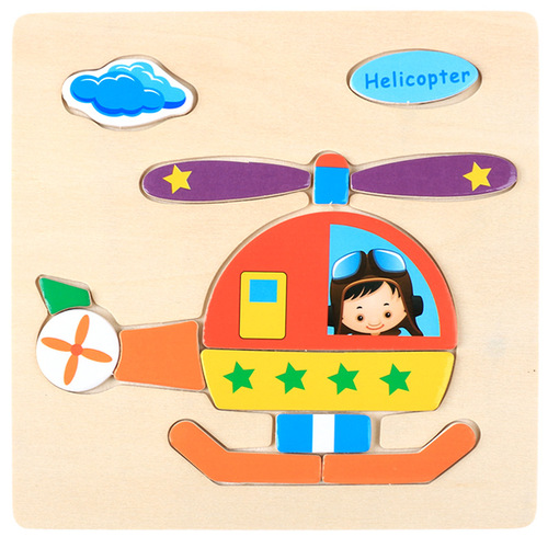 Baby toy wooden 3d jigsaw cartoon animal Puzzle Brain Teaser children's tangram shape 3 random